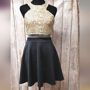 B Darling Dress. Tan and black mini short dress